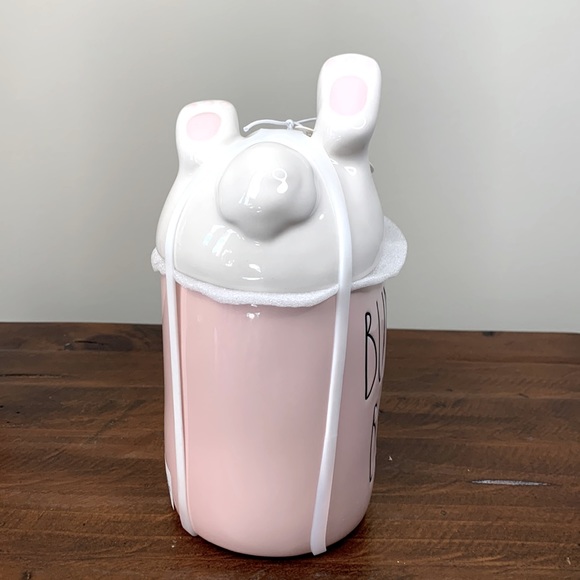 Rae Dunn “Bunny Buns” Pink Mug with Bunny Rabbit Tail Topper Set - Picture 6 of 12